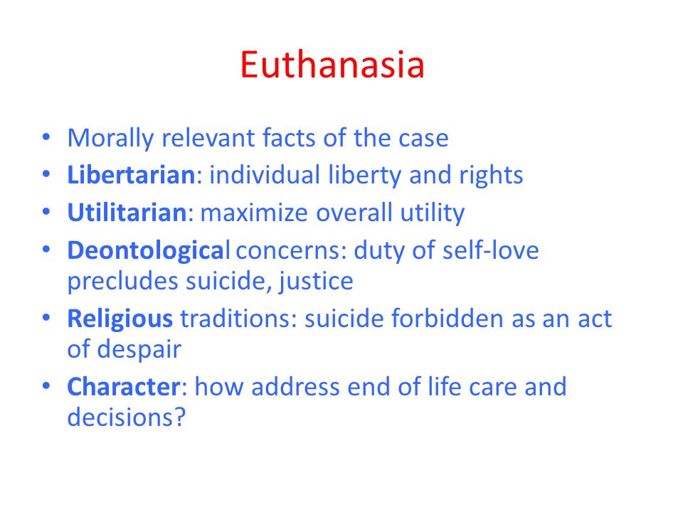 The case of euthanasia
